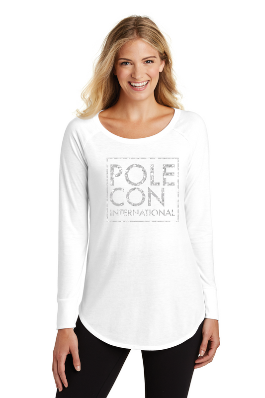 Pole Con Long Sleeve Tunic Tee- Silver Glitter