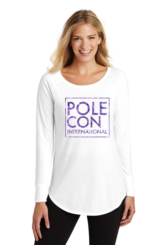 Pole Con Long Sleeve Tunic Tee- Purple Glitter